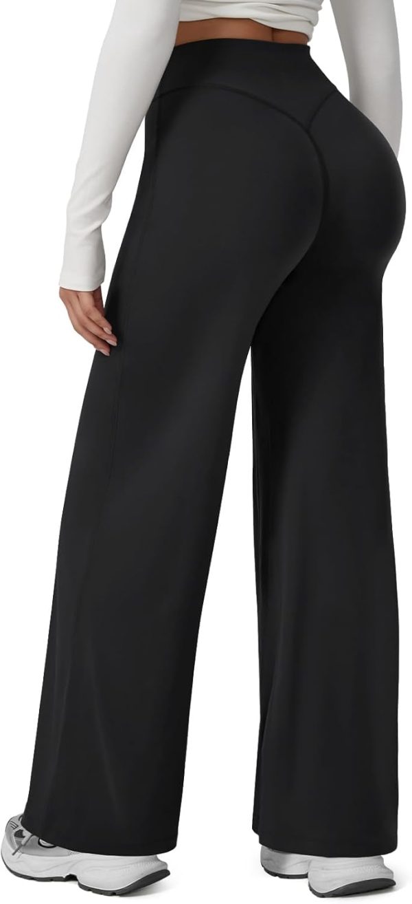 Straight Leg Leggings Women, Butt Lifting High Waisted Wide Leg Yoga Pants, No Front Seam Workout Gym Lounge Pants
