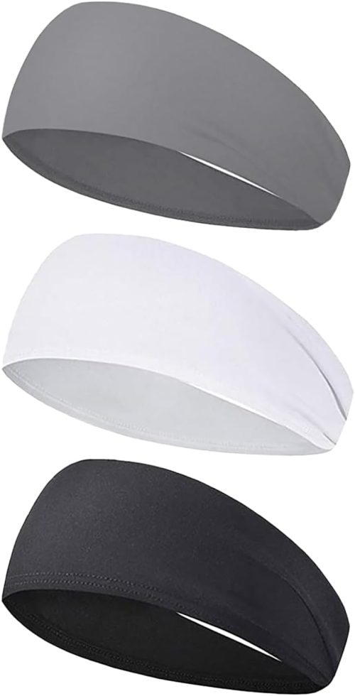 3Pack Sports Headbands for Men Women, Moisture Wicking Workout Headband, Sweat Headbands for Running, Cycling, Skiing, Gym, Tennis, Golf, Camping