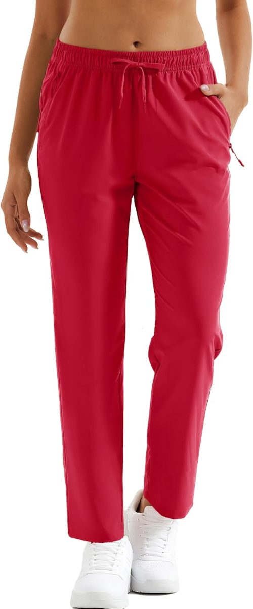 Women's Hiking Pants Lightweight Quick Dry UPF 50 Water Resistant Elastic Waist Golf Travel Pants Zip Pockets