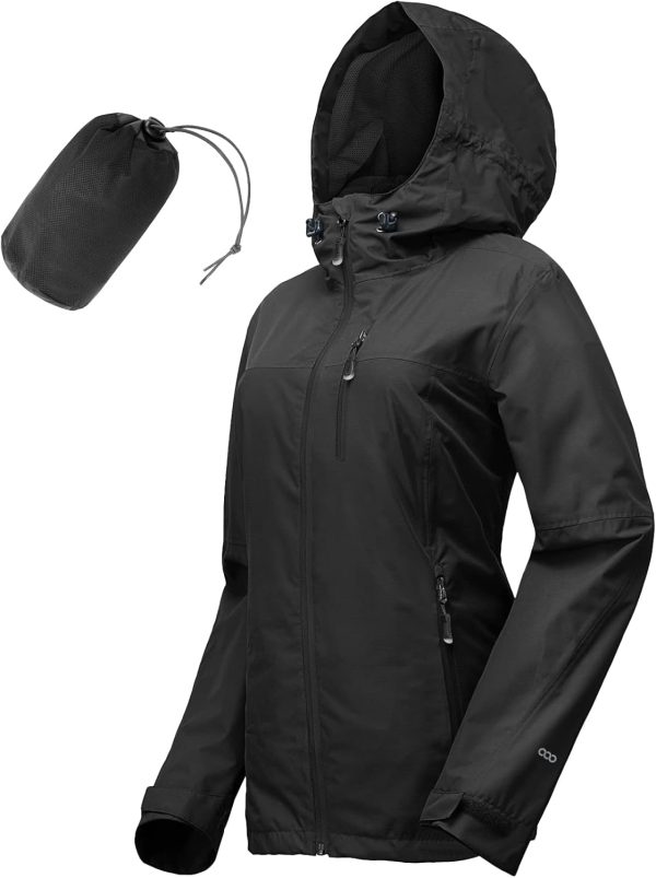 Packable Rain Jacket Women Lightweight Waterproof Raincoat with Hood Cycling Bike Jacket Windbreaker