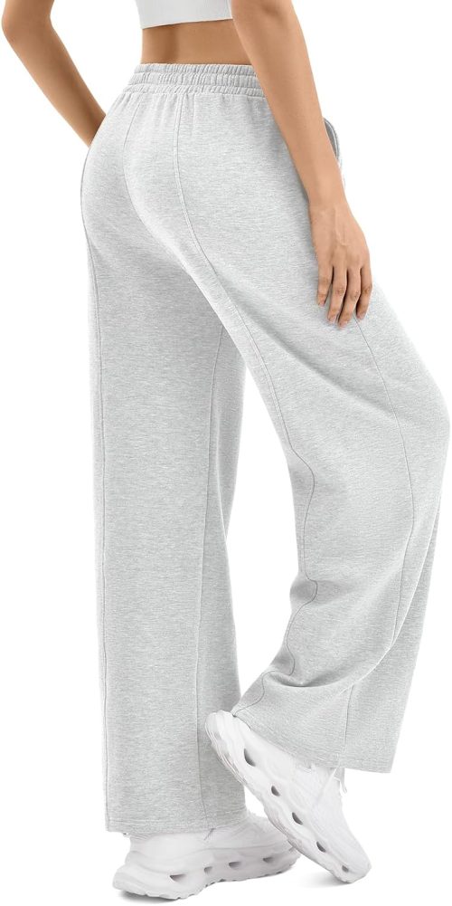 Womens Wide Leg Sweatpants High Waist Lightweight Lounge Pants with Pockets Drawstring Joggers