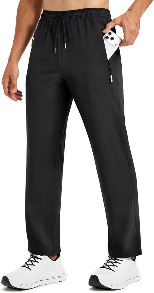 Men’s Lightweight Hiking Pants Quick Dry Water Resistant Sweatpants Athletic Jogger with Zipper Pockets Golf