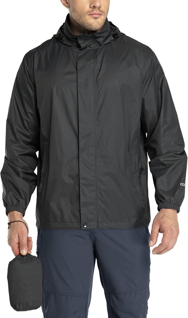 Packable Rain Jacket Men's Lightweight Waterproof Rain Shell Jacket Raincoat with Hood for Golf Cycling Windbreaker