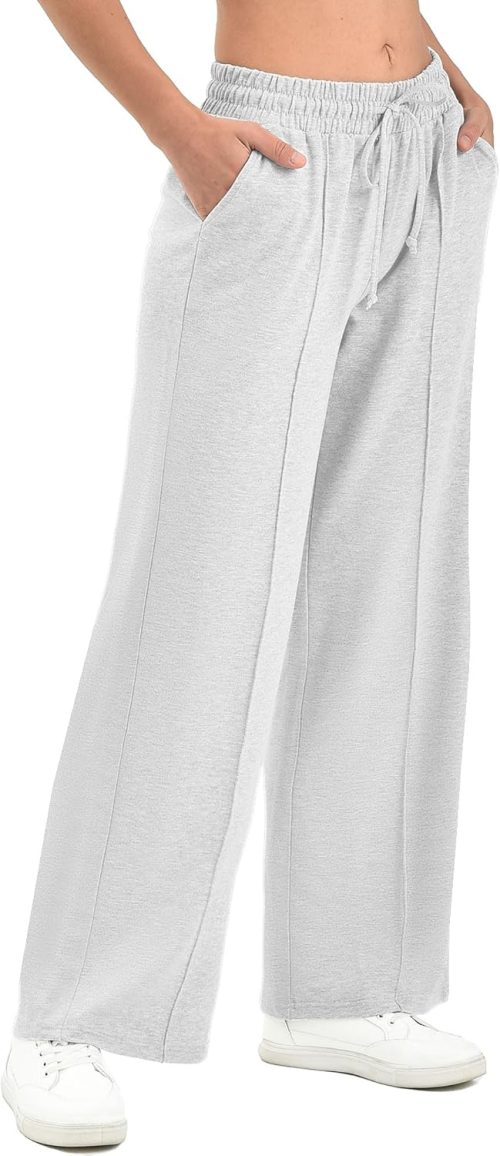 Women's Wide Leg Sweatpants – High Waisted Baggy Lounge Pants with Pockets Soft Stretchy Fabric Sizes XS-XL