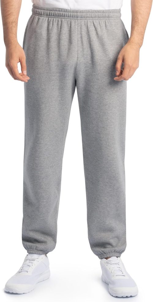 Fleece Elastic Bottom Sweatpants with Pockets, Relaxed Fit, Moisture Wicking, Breathable