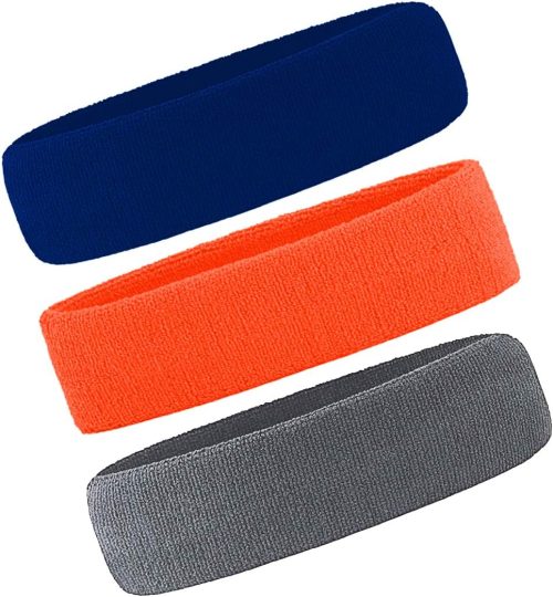 3 Pack Men & Women Sweatband Headband Terry Cloth Moisture Wicking for Sports Tennis Gym Work Out