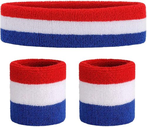 Sweatband Set Sports Headband Wristband Set Sweatbands Terry Cloth Wristband Wrist Sweatband Headbands Moisture Wicking Sweat Absorbing Head Band