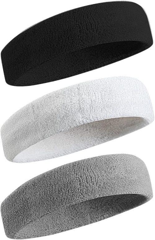 Sweatbands Sports Headband for Men & Women - Moisture Wicking Athletic Cotton Terry Cloth Sweatband for Tennis, Basketball, Running, Gym, Working Out