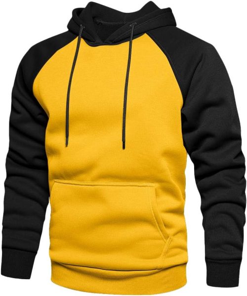 Pullover Hoodie Men Blend Fleece Long Sleeve Sweatshirt with Kangaroo Pockets