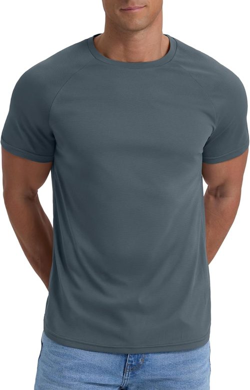 Men's T-Shirt Short Sleeve Quick Dry Shirts Lightweight Workout Athletic Tees for Running, Beach, Hiking