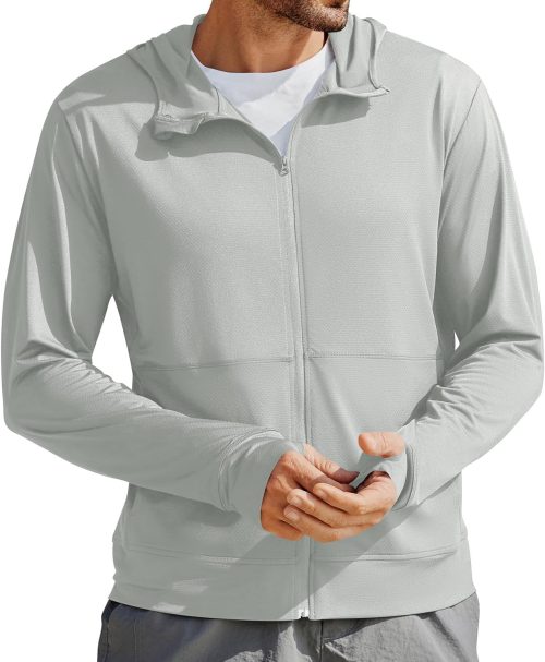 Men's UPF 50+ Full Zip Up Sun Protection Hoodie Jacket Long Sleeve Lightweight UV Shirts for Men Hiking Fishing
