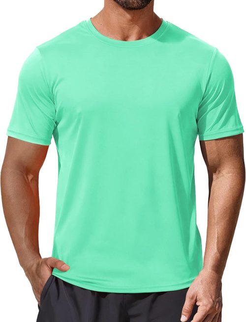 Men's Workout T-Shirt Sport UPF 50+ Sun Protection Rash Guard Shirts Dry Fit Moisture Wicking Athletic Tops