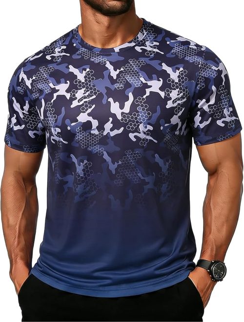 Men's Athletic T-Shirt Dry Fit Workout Gym Shirt Performance Moisture Wicking Running Short Sleeve Tops M-XXL