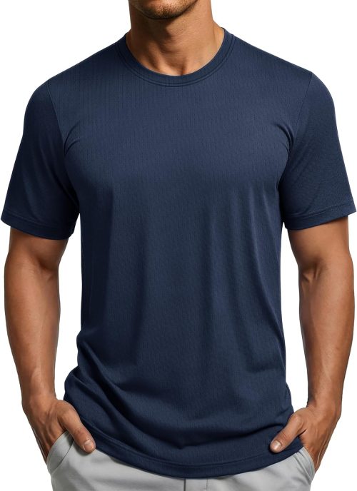 Men's Short Sleeve Dry Fit Shirts Workout Gym Mesh Shirt Athletic Running Lightweight Performance Tshirt