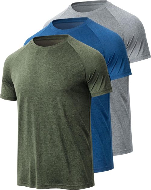 Workout Shirts for Men, Moisture Wicking Quick Dry Active Athletic Men's Gym Performance T Shirts
