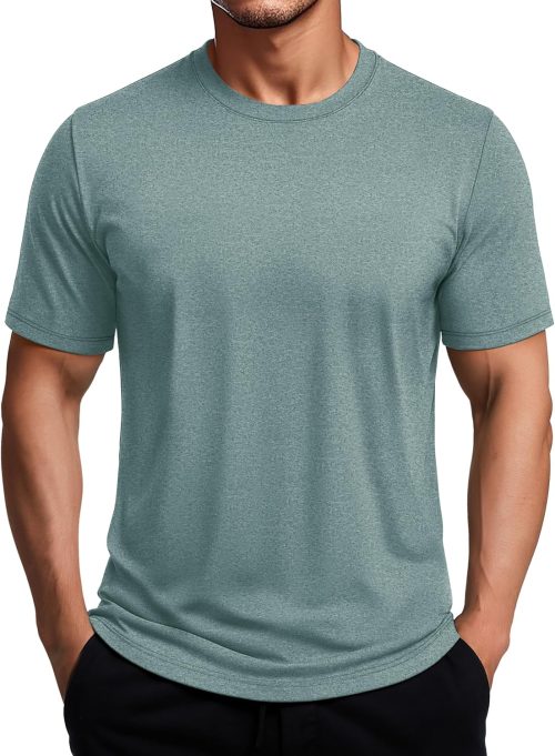 Mens Workout Shirts Dry Fit Athletic Short Sleeve Tshirts Moisture Wicking Gym Running Performance Shirt