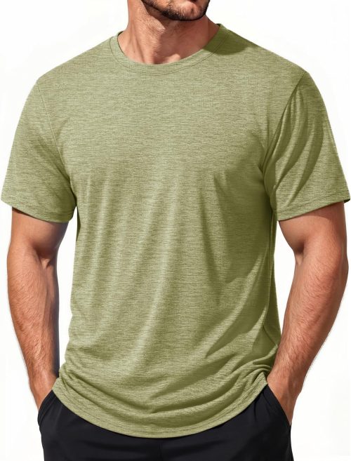 Men's Short Sleeve Dry Fit Shirts Athletic Workout Tops UPF 50+ Sun Protection Cooling Tshirts Running Gym