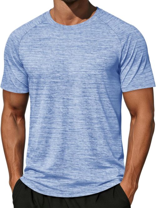 Men's Short Sleeve Moisture Wicking Shirts Athletic Running Workout T-Shirts Performance Breathable Tshirt
